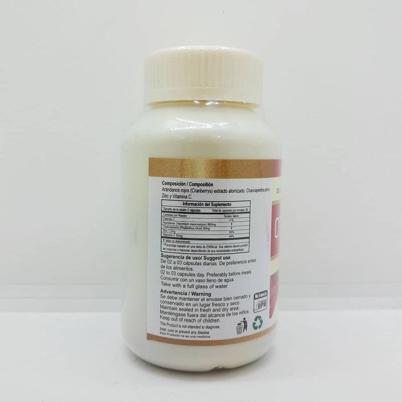 Cranberry 500mg 100 cápsulas - Infecciones Urinarias - Vejiga - Salud Vida Peru