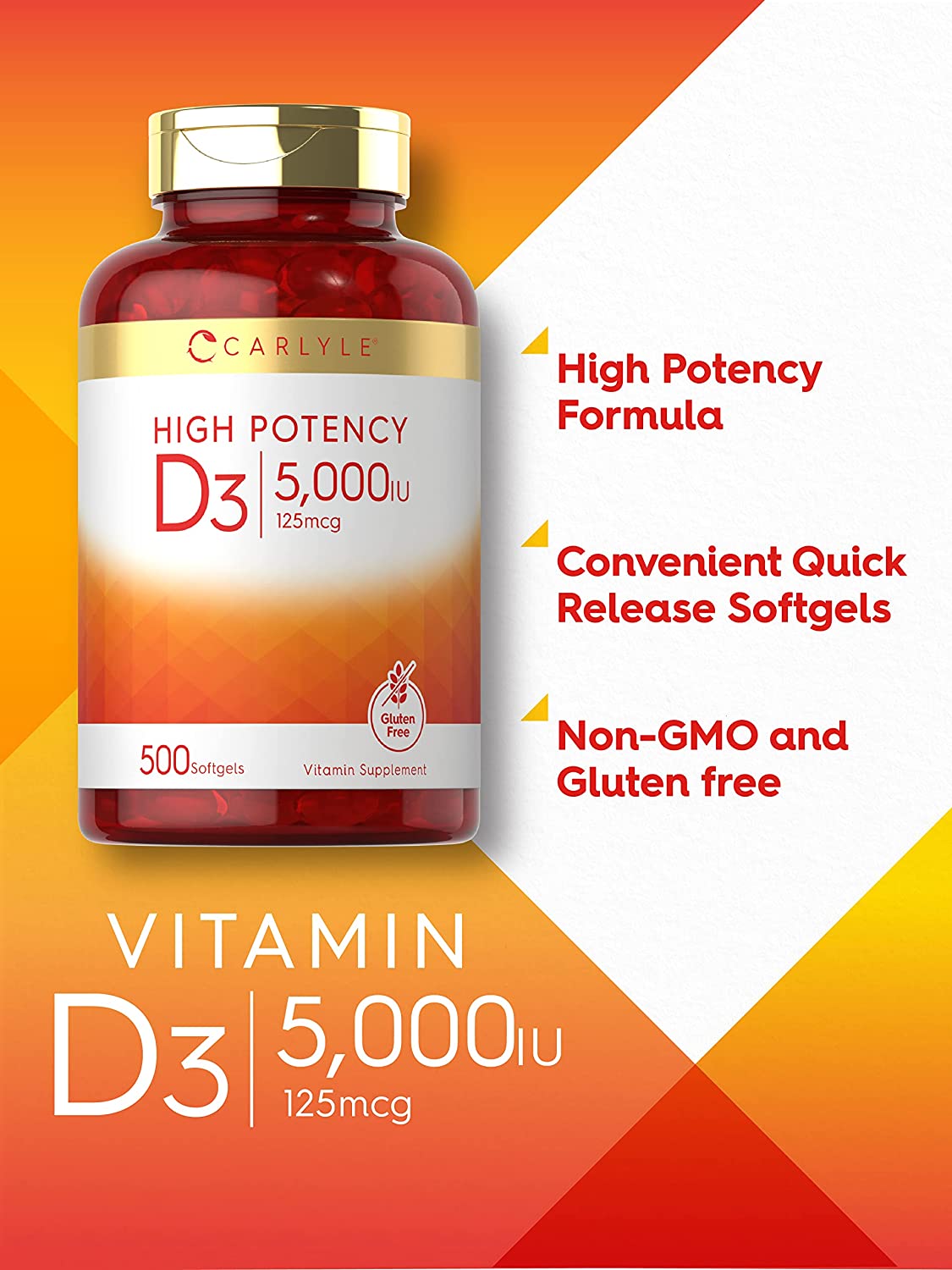 Vitamina D3 5000 UI | 500 cápsulas blandas
