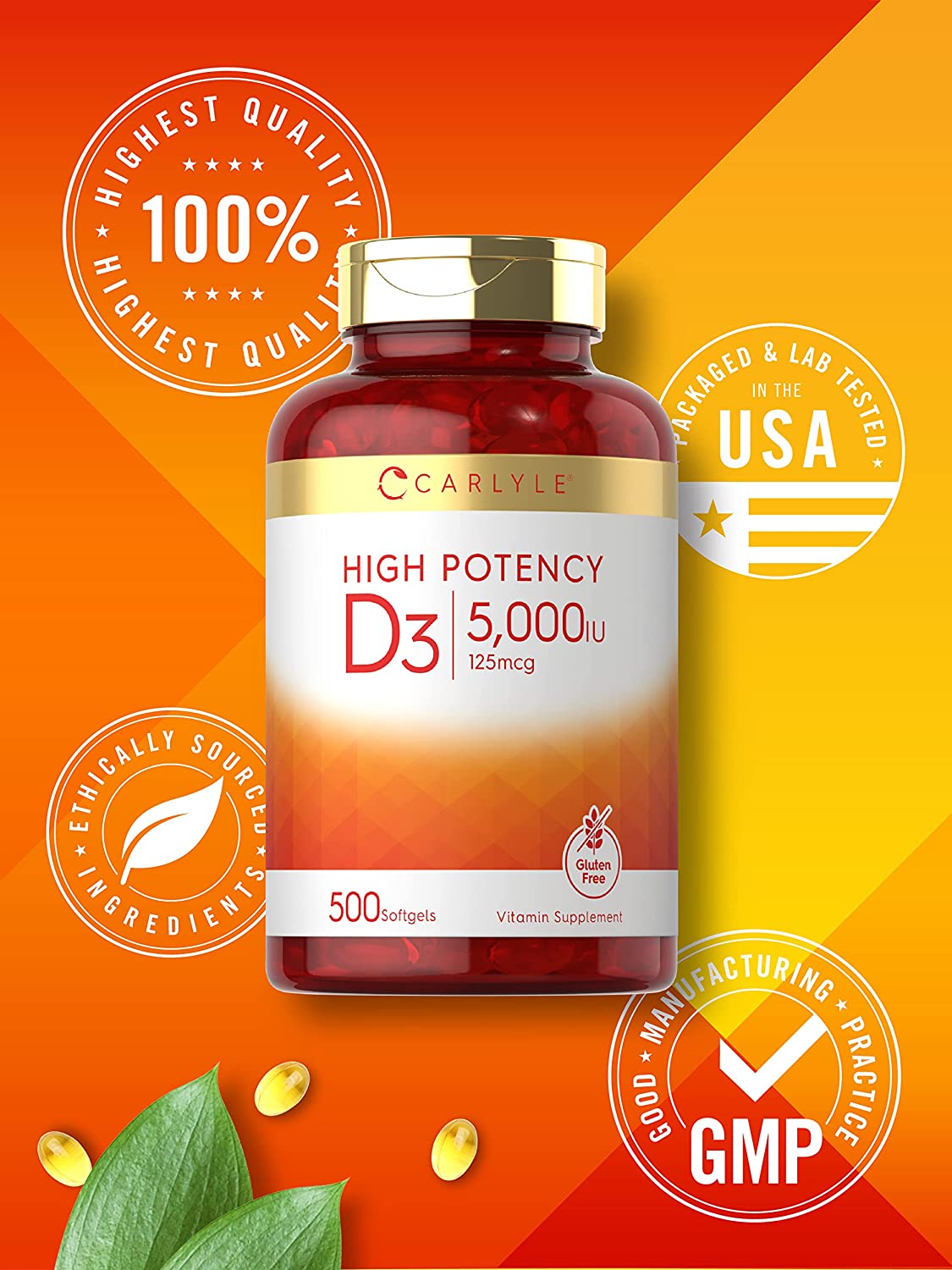 Vitamina D3 5000 UI | 500 cápsulas blandas