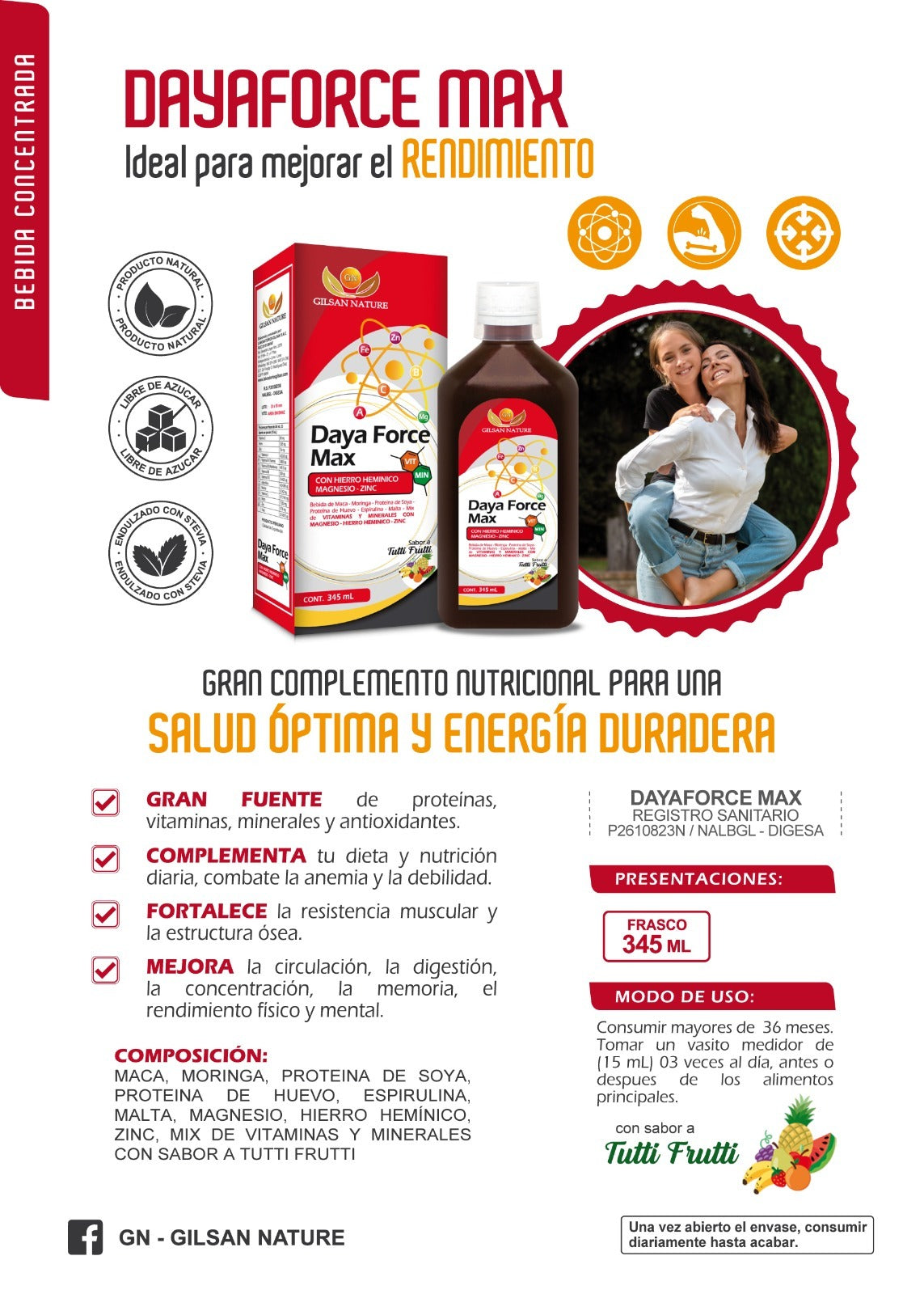 Daya Force Max 345ml. Anemía - Resistencia muscular - Estructura Ósea