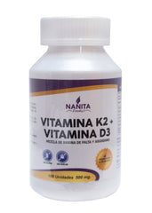 Vitamina K2+D3 500mg. 100 cápsulas - Huesos -  cardiovascular