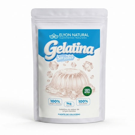 Gelatina Sin Sabor Bovina en Polvo 1kg - repostería, postres, bebidas y recetas saludables,  sin azúcar r.