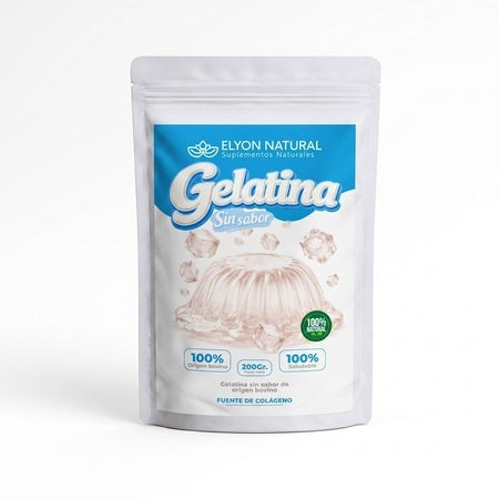 Gelatina Sin Sabor Bovina en Polvo 200g- repostería, postres, bebidas y recetas saludables,  sin azúcar