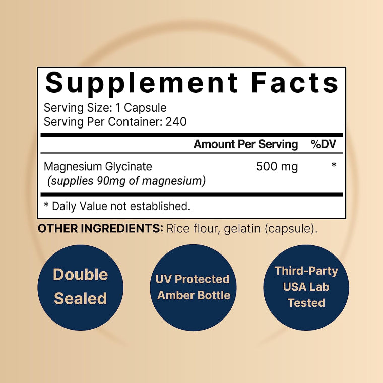 Glicinato de magnesio (absorción superior) 500 mg | 240 cápsulas