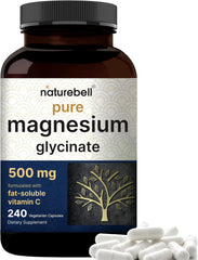 GLICINATO DE MAGNESIO (absorción superior) 500MG 240 CÁPSULAS | Sueño, Ansiedad, Estrés, Calambres, Salud cardivascular.