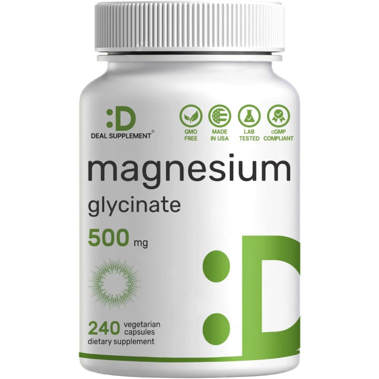 Glicinato de magnesio 500 mg.  240 cápsulas