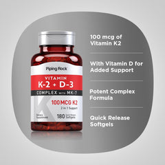 Vitamin K | 100 mcg | 240 Tabletas|  Non-GMO, Libre de gluten