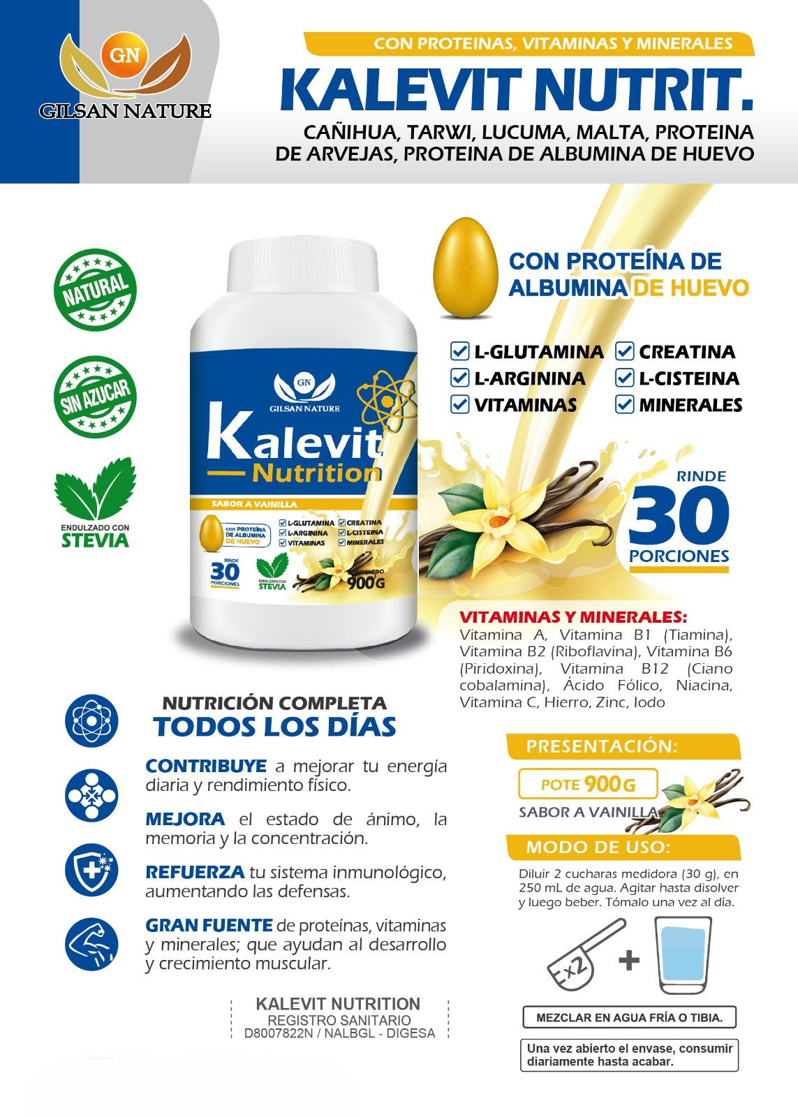 KALEVIT NUTRITION 900GRS. -  Ayuda al desarrollo y crecimiento muscular