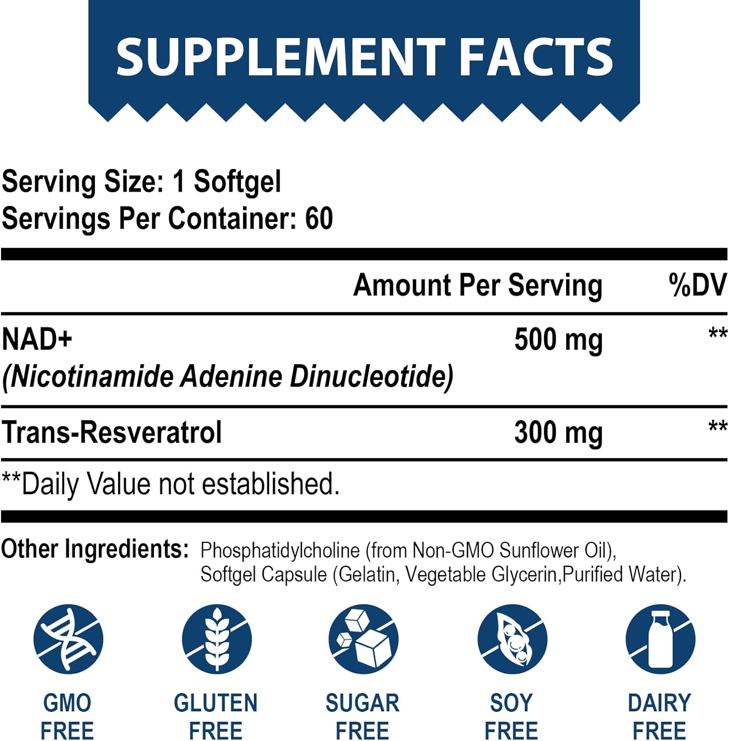 NAD+ 500MG + TRANS-RESVERATROL 300MG ABSORCIÓN SUPERIOR | Longevidad.