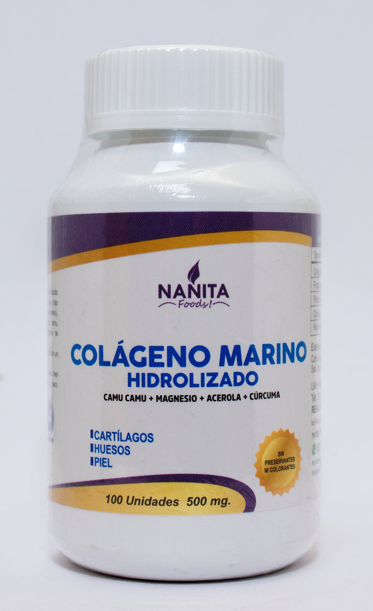 Colágeno Marino Hidrolizado 500mg. 100 cápsulas | Artrosis, Artritis, Piel, Cicatrizaciones, Piel, Uñas, Cabello.
