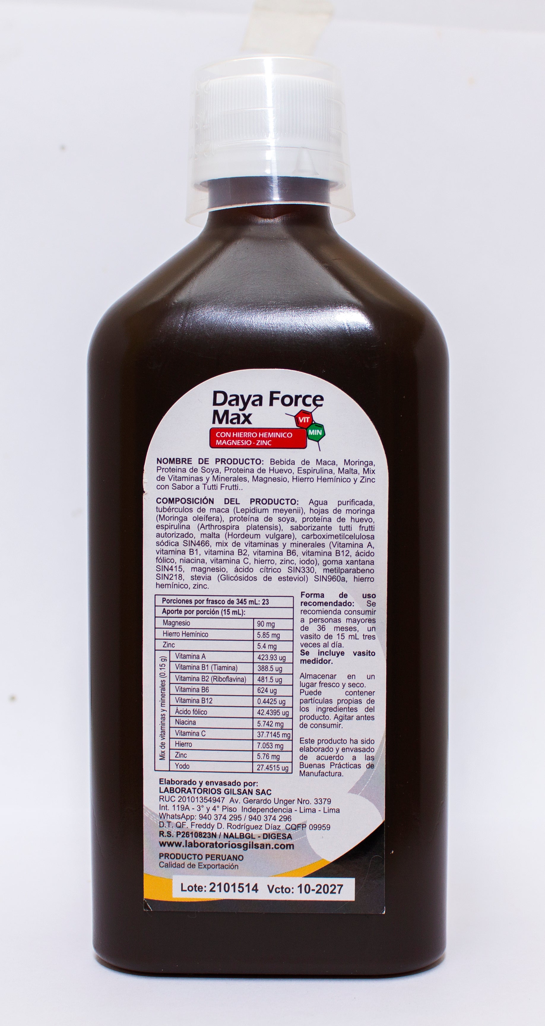 Daya Force Max 345ml. Anemía - Resistencia muscular - Estructura Ósea