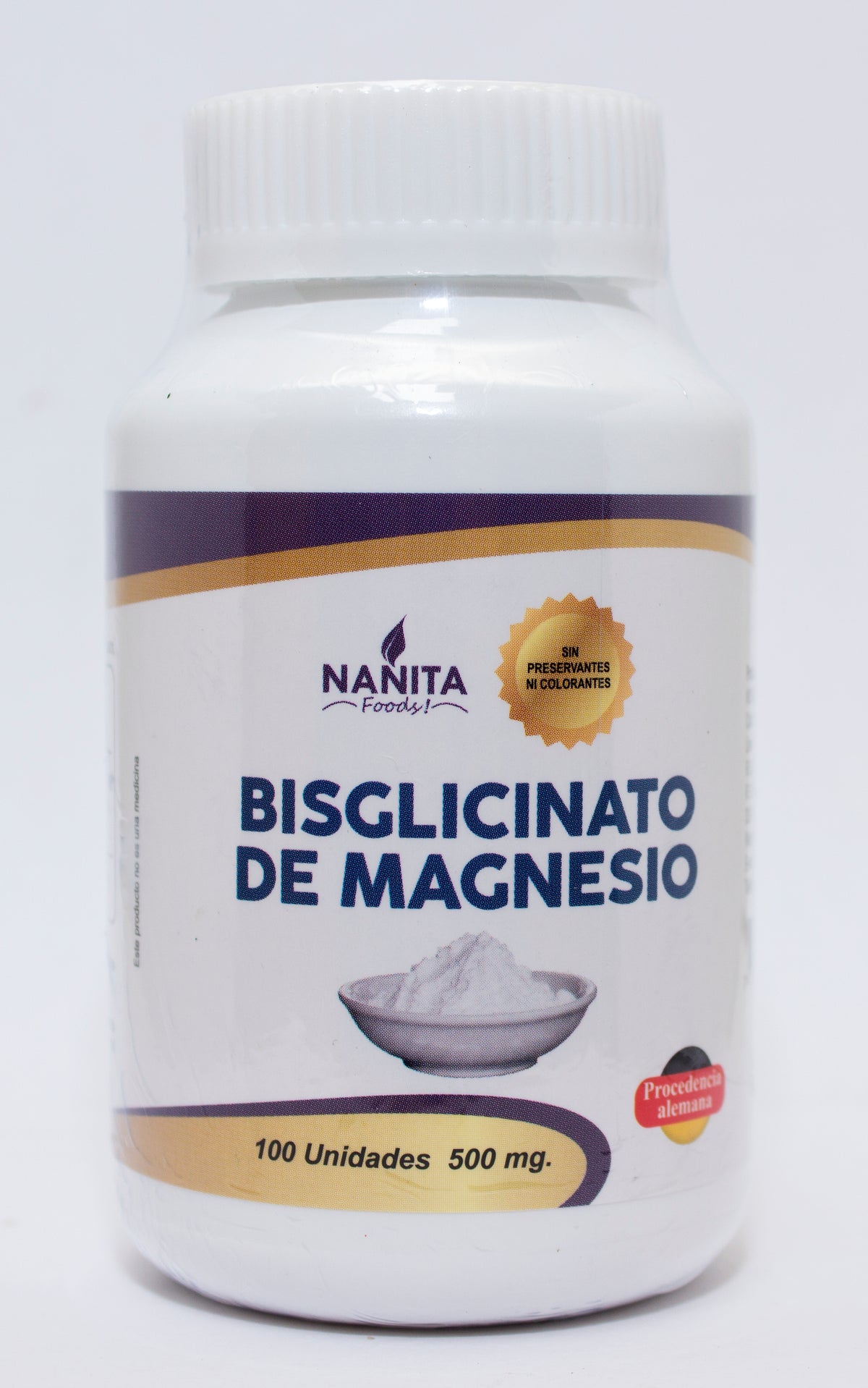 BISGLICINATO DE MAGNESIO 500MG 100 Cáp.| Sueño, Estrés, Ansiedad, Función muscular y nerviosa.