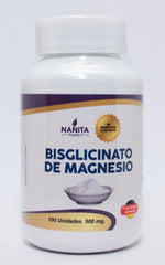 BISGLICINATO DE MAGNESIO 500MG 100 Cáp.| Sueño, Estrés, Ansiedad, Función muscular y nerviosa.