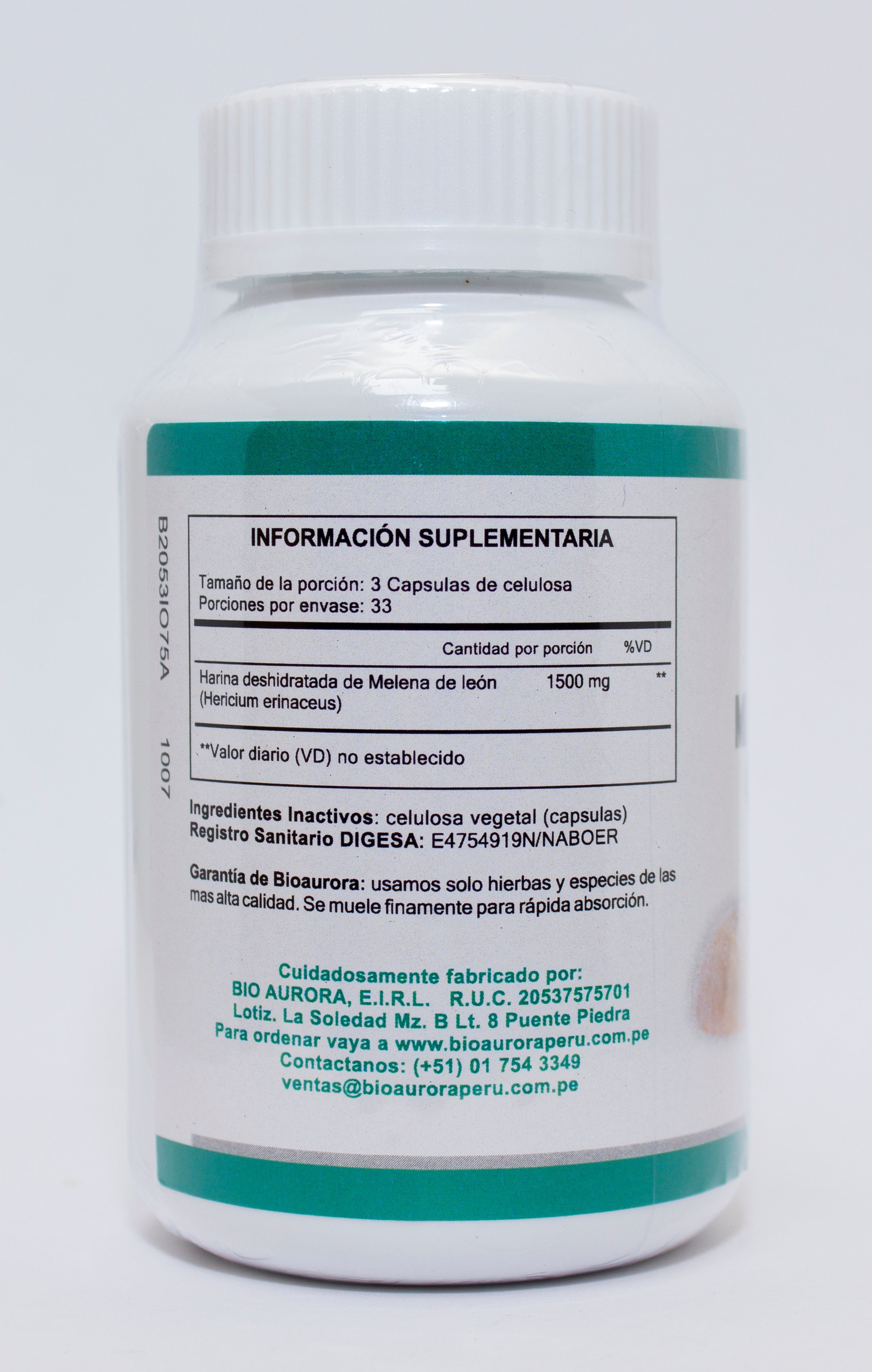 MELENA DE LEÓN 100 CÁPSULAS 500MG B.A. | Estado de ánimo, Estimulación neurológica, Estómago, Antioxidante. (Copia)