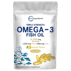 Omega-3 aceite de pescado (1,200mg EPA + 900 mg DHA) 4200mg p/s | 240 cápsulas blandas