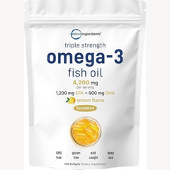 OMEGA-3 (1,200MG EPA + 900MG DHA) 4200MG P/S 120 CÁPSULAS | Cerebro, Antiinflamatorio, Depresión, Vista, Diabetes.