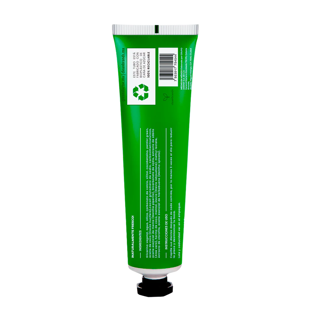 Pasta Dental Natural  Hierba buena y Clorofila  110g.  Sin Fluor - Green Doctor