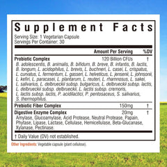 PROBIÓTICO 120 MIL MILLONES CFUs 30 CÁPSULAS VEGETARIANAS | Flora intestinal, Sistema inmunológico, Estreñimiento, Alergias, Asma. (Copia)