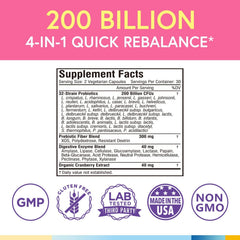 PROBIÓTICOS MUJER 200 billones  CFUs 60 CÁPSULAS VEGANAS | Flora intestinal, Candidiasis, Estreñimiento, Alergias.