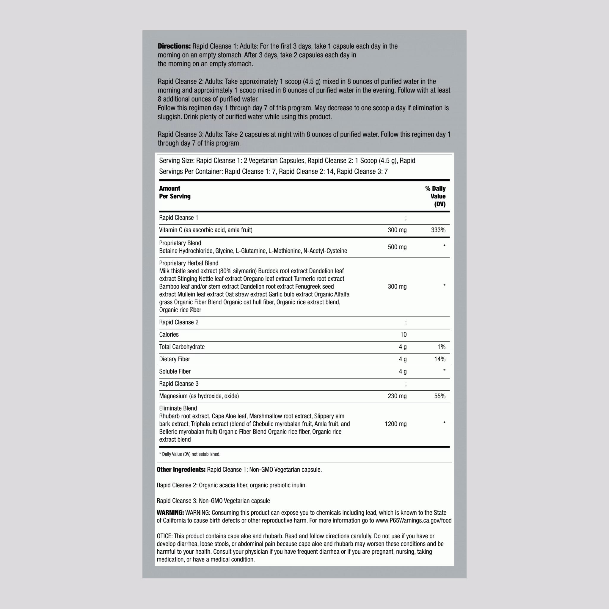 Rapid Cleanse 28 cápsula + 63g.  polvo - Limpieza colon