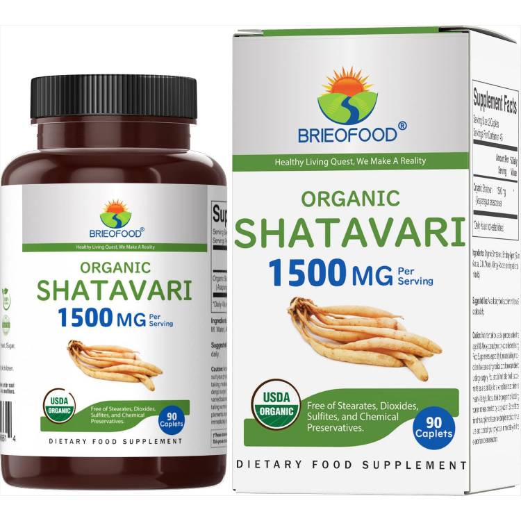 ORGANIC SHATAVARI 1500MG 90 TABLETAS VEGETARIANAS | Hemorragias, Tumores en mujeres, Menopausia, Fertilidad, Menstruación.