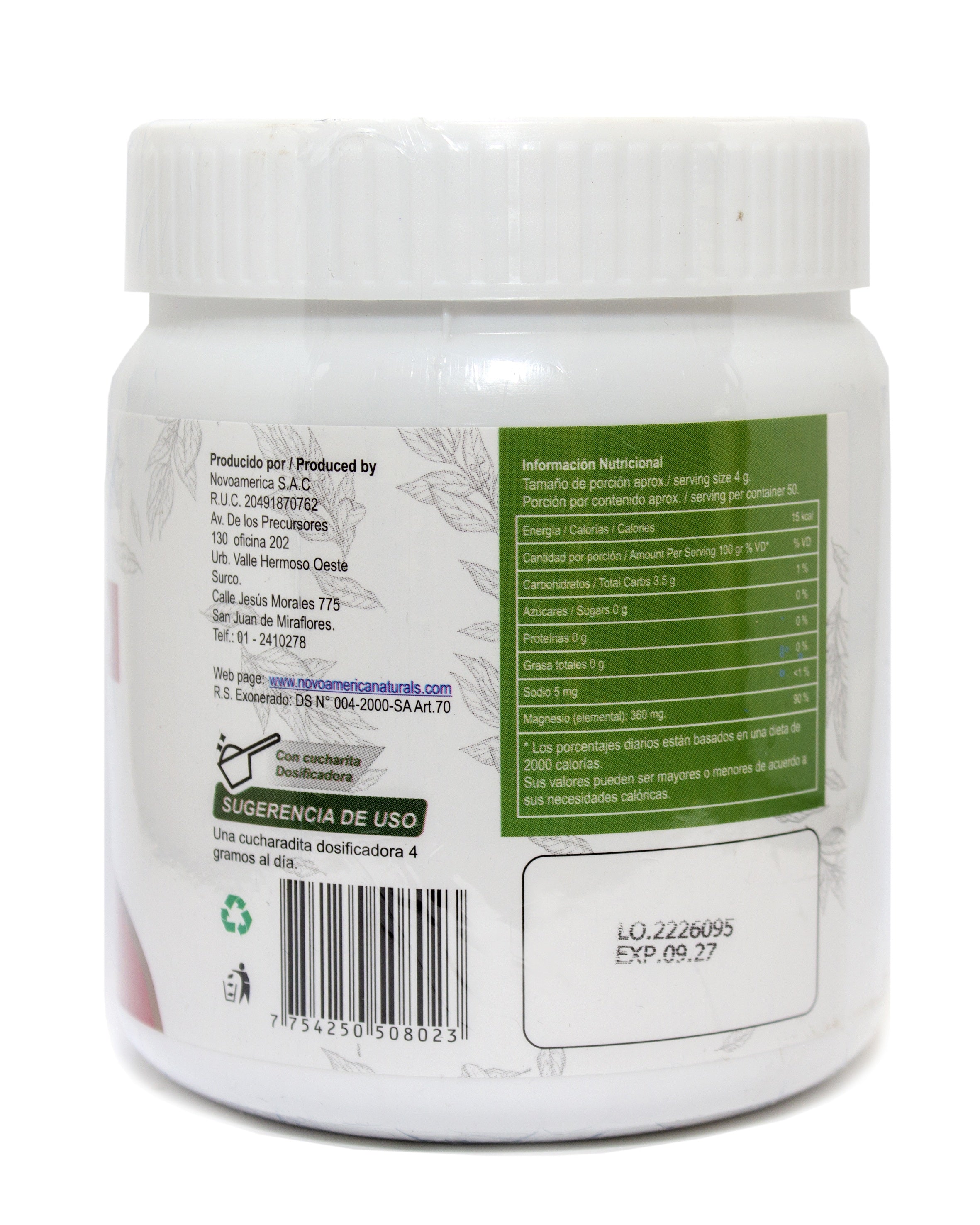 Taurato de Magnesio 200 g. - Estrés . Presión arterial alta - Corazón - Salud Vida Peru