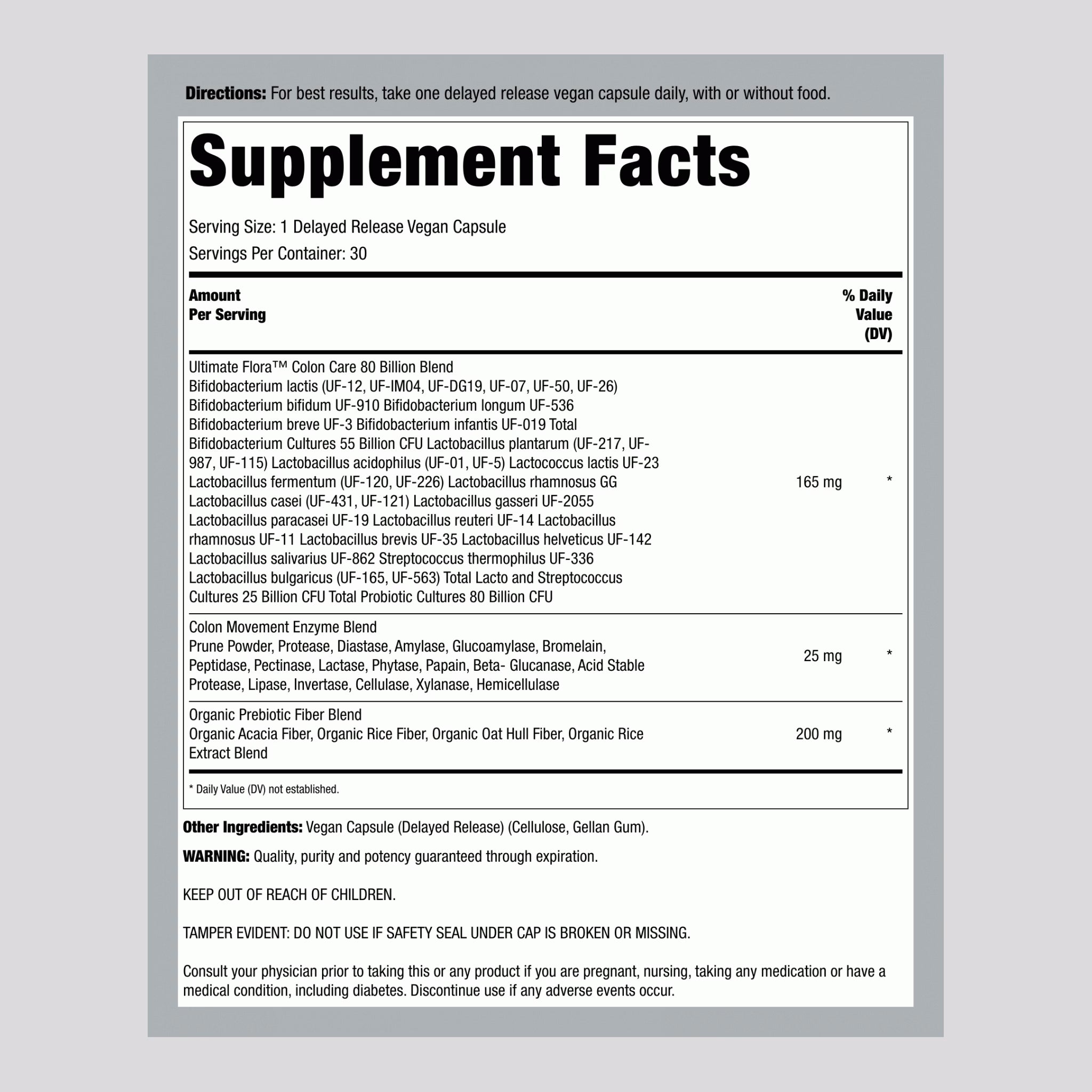 Probiótico Cuidado del  Colon, 80 Billion CFU, 31 Probiotic strains - estreñimiento