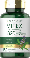 VITEX CHASTEBERRY 150 CÁPSULAS 820MG | Equilibrio hormonal, Menstruación, Fertilidad, Menopausia, Acné Hormonal.