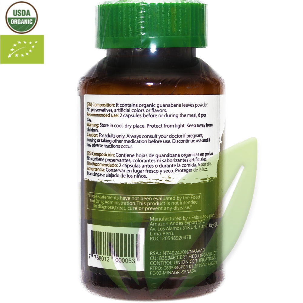 Graviola orgánica 400 mg | 100 cápsulas veg  .venc. 5-2025
