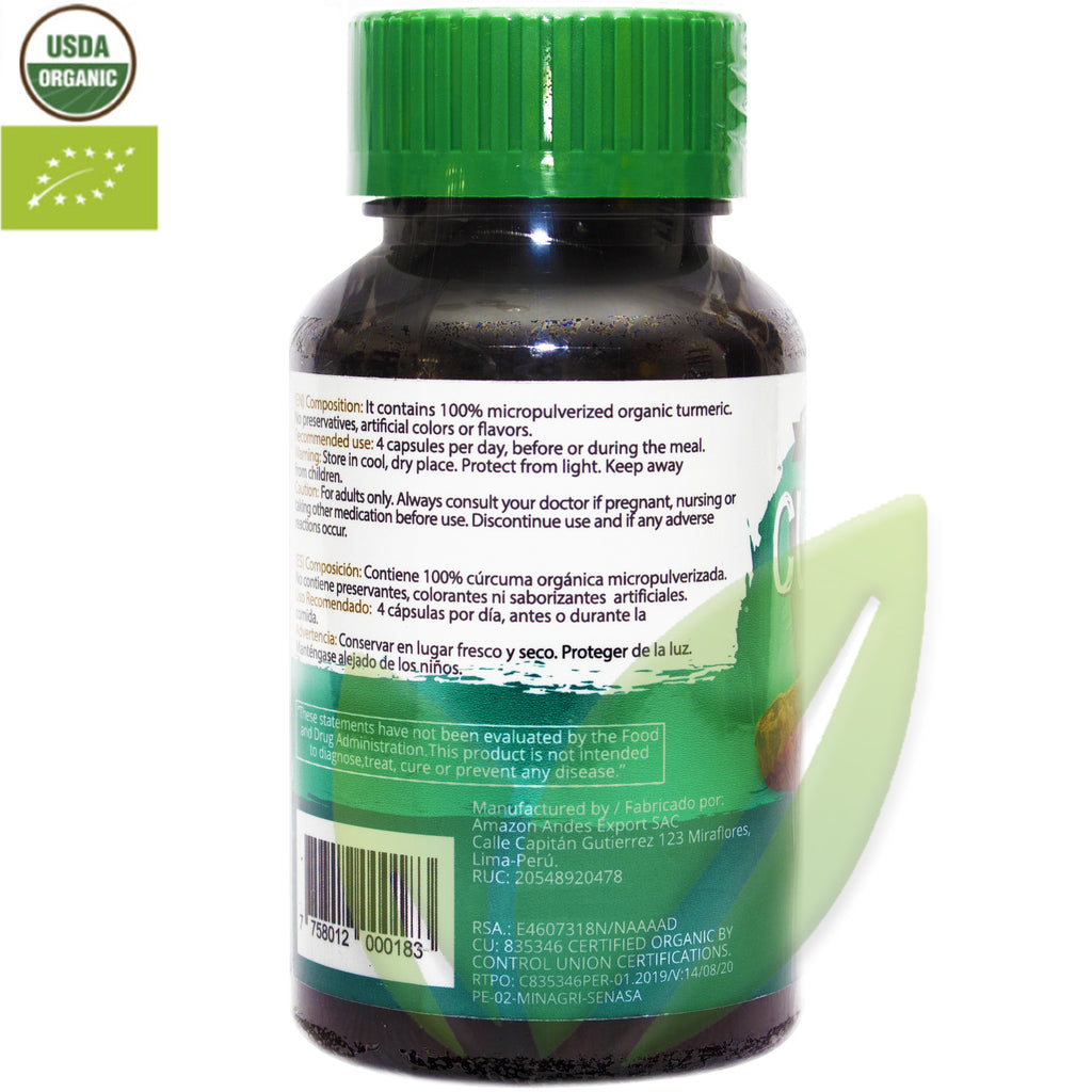 Cúrcuma orgánica 500 mg | 100 cápsulas veg.