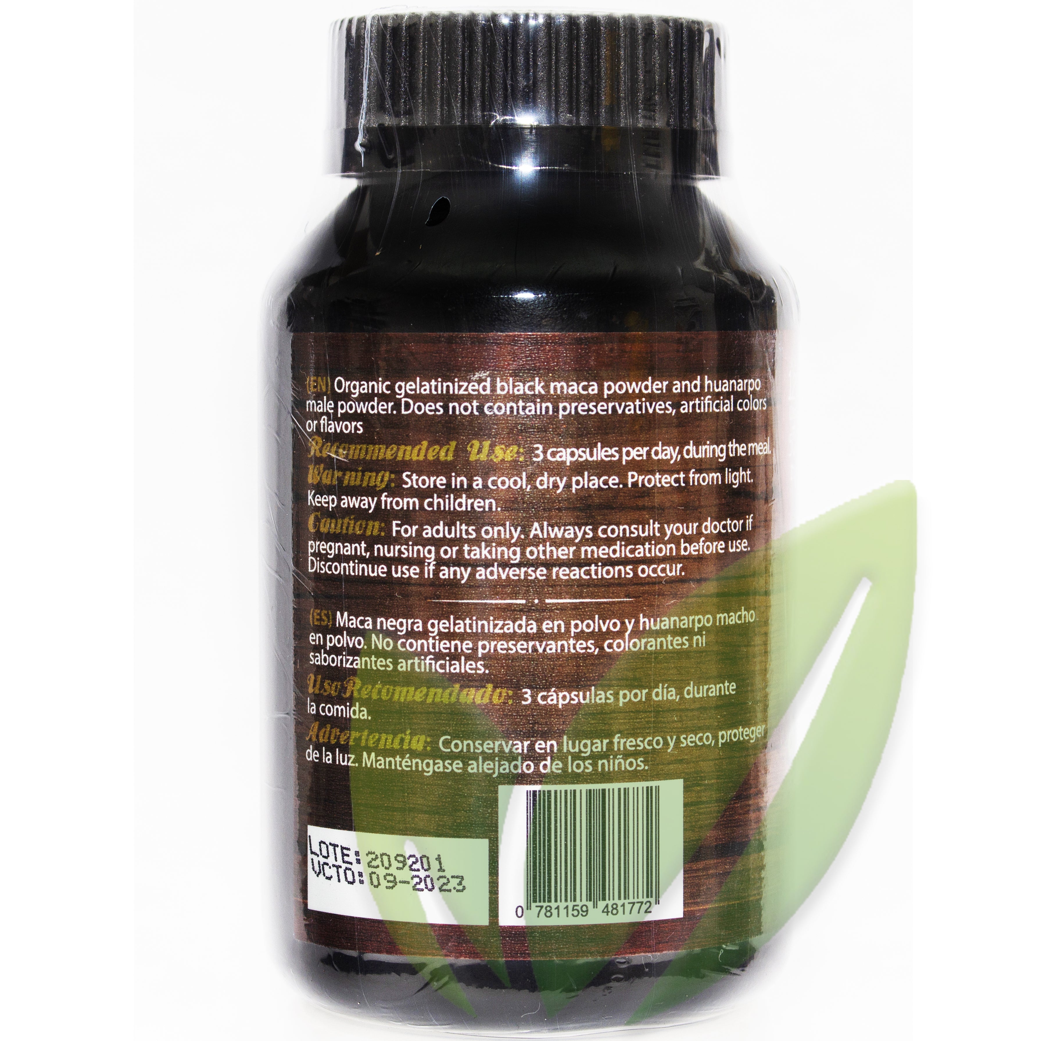 Huanarpo macho con maca negra 500 mg | 120 cápsulas
