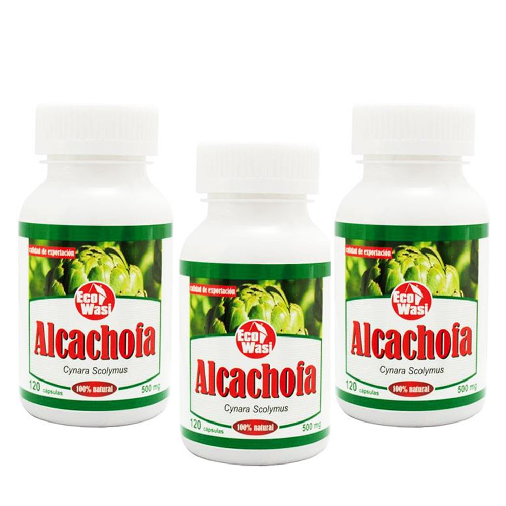 Alcachofa X 3 frascos (500 mg | 120 cápsulas c/u)