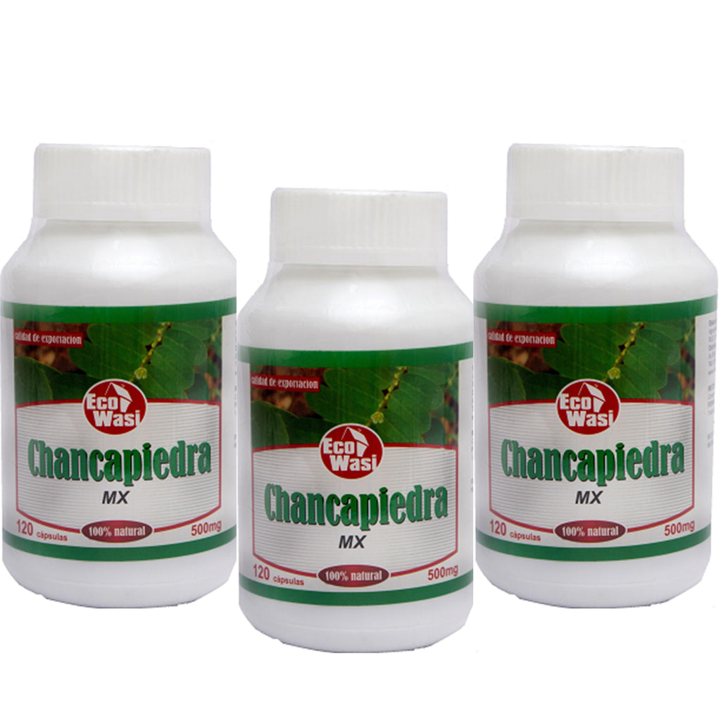 Chancapiedra X 3 frascos (500 mg | 120 cápsulas c/u)