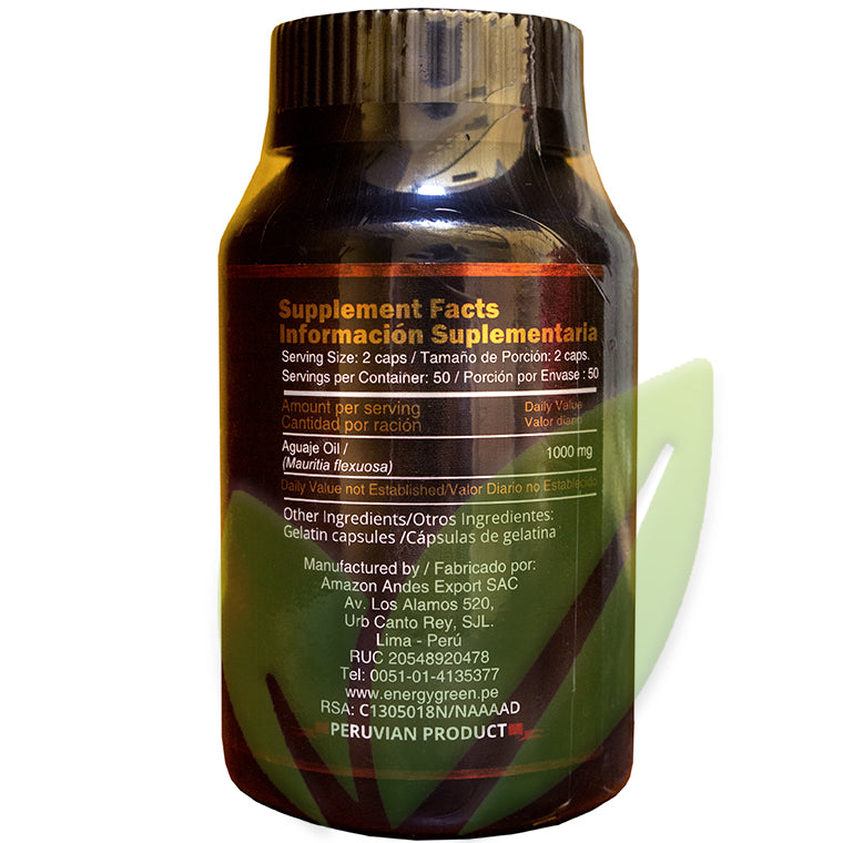 Aguaje aceite premium en cápsulas 500 mg | 100 cápsulas blandas