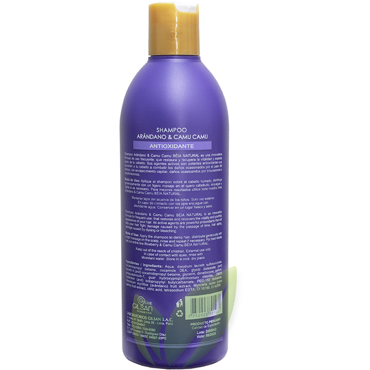 Shampoo arándano y camu camu sin sal ni sulfatos (envejecimiento capilar, tintes) | 500 ml