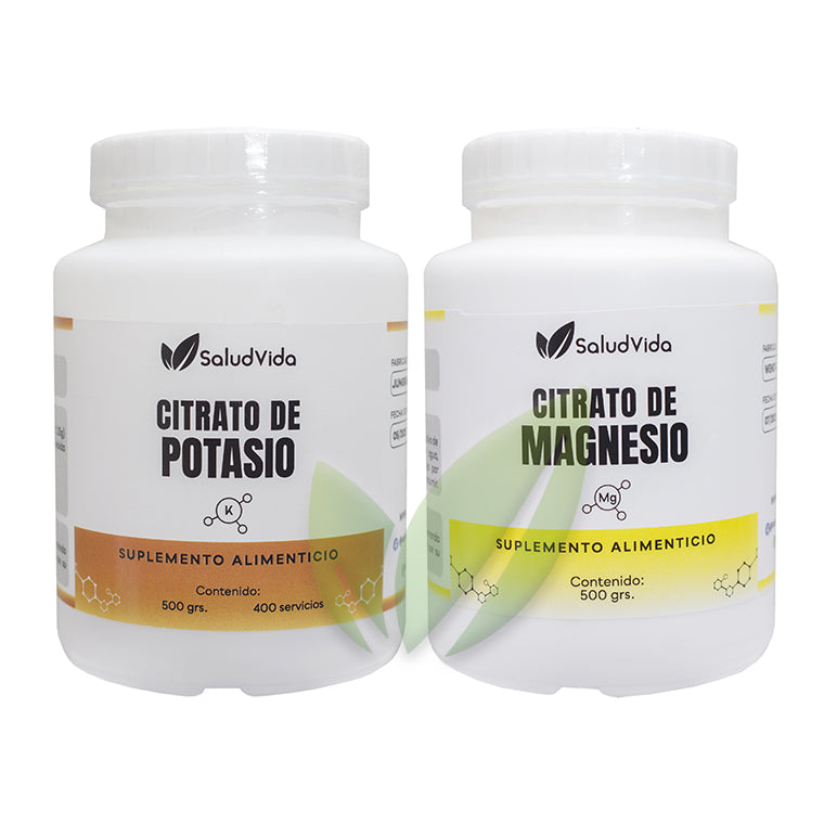 Pack Citrato de Magnesio en polvo 500 g + Citrato de potasio en polvo 500 grs-