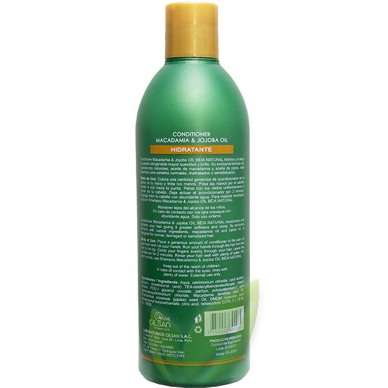 Acondicionador macadamia y aceite de Jojoba sin sal ni sulfatos (hidratante) | 500 ml