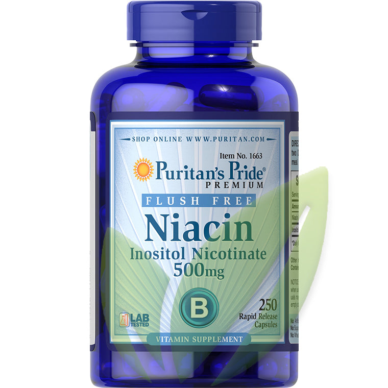 Niacina (sin enrojecimiento) 500 mg | 250 cápsulas