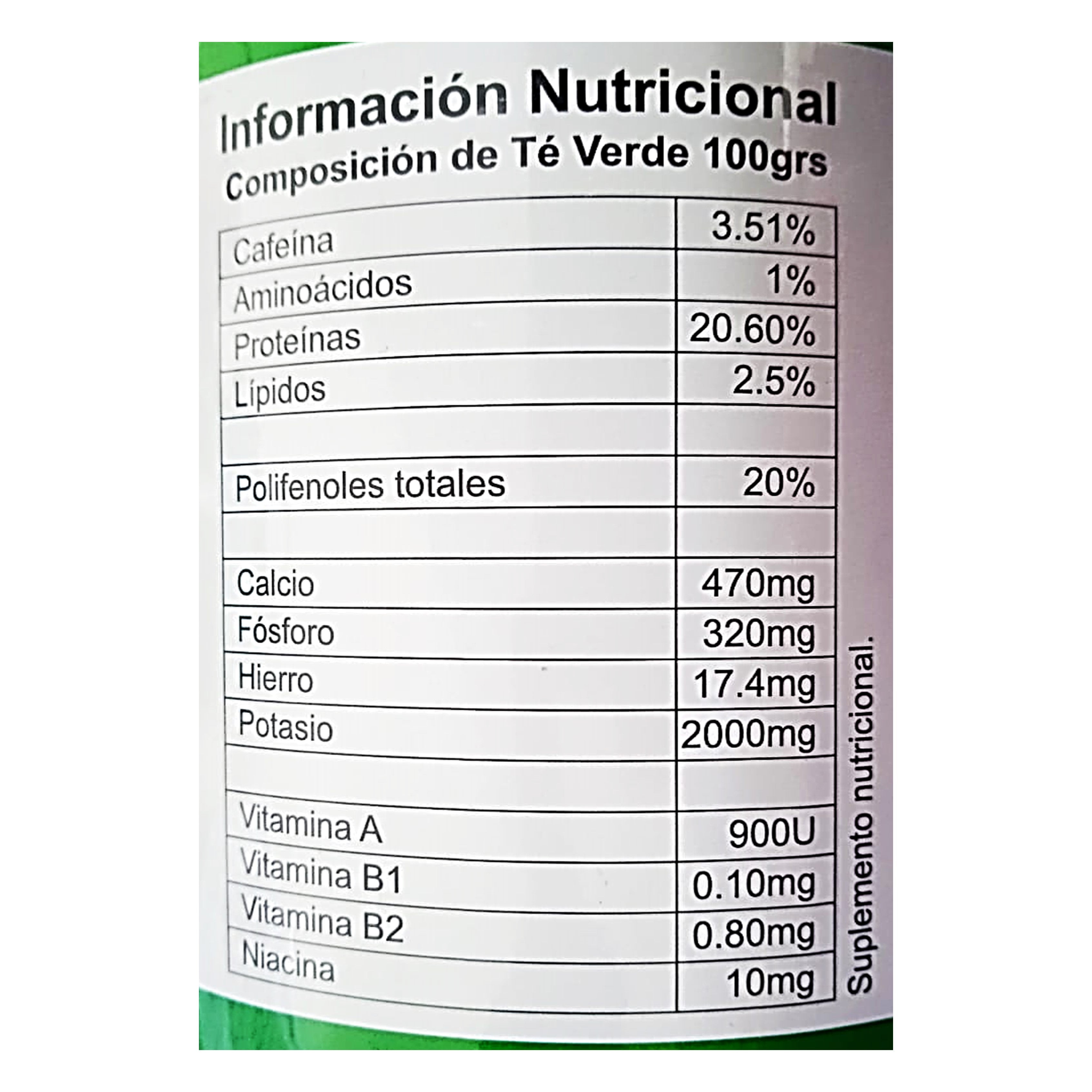 Té verde 400 mg | 120 cápsulas - vcto. 04-2024